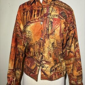 Artistic Print Button-Up Shirt